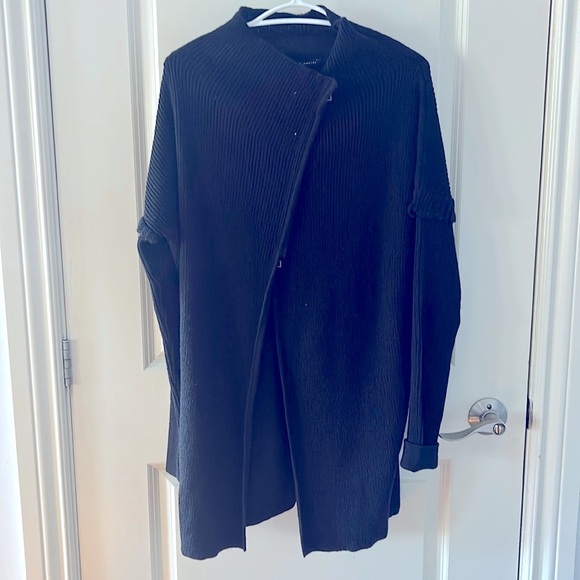 🎀SARAH PACINI made in Italy alpaca blend long black cardigan one size - Picture 1 of 13